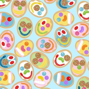 Funny Face Biscuits - Light Blue
