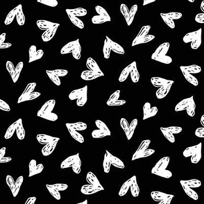 Scribble Hearts Black White medium