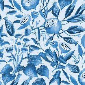 Porcelain blue garden foliage // large