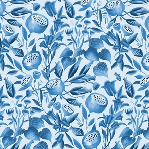 Porcelain  blue garden foliage // medium