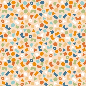 Shapes| Summer Citrus collection | red, yellow, orange, blue  and green shapes on blue by Sarah Price 