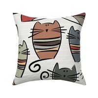 large scale cats - percy cat - funny cute earthy cats - cat fabric