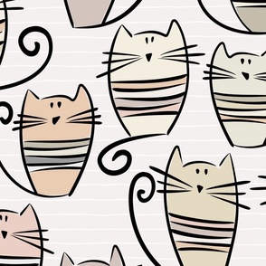 large scale cats - percy cat - funny cute neutral cats - cat fabric