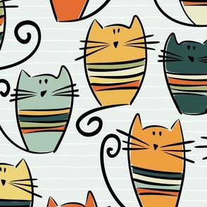 large scale cats - percy cat - funny cute vintage cats - cat fabric