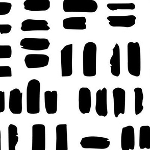 Paint Marks Collage | Medium Scale | Bright White, True Black | Hand painted brush strokes
