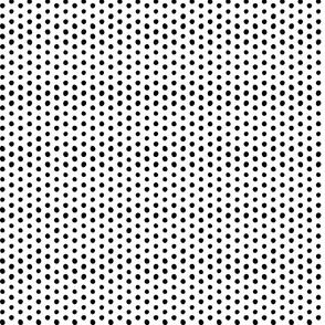 small scale black crooked dots on white - dots fabric