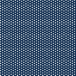 small scale white crooked dots on indigo blue - dots fabric