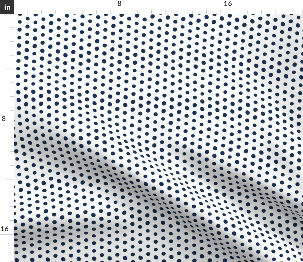 small scale indigo crooked dots on white - dots fabric