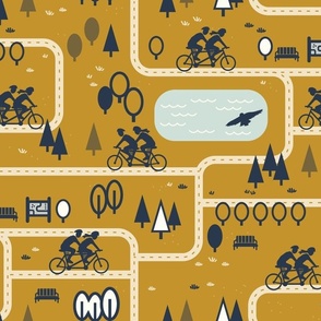 Tandem Bicycle Adventure - mustard
