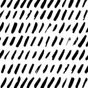 Painted Stripes | Medium Scale | Bright White | Black and white hand painted brush strokes