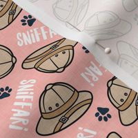 Sniffari - safari hats & paw prints - pink - LAD22