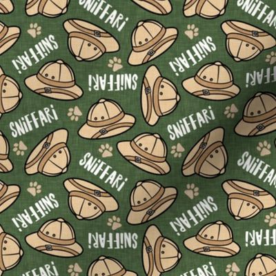 Sniffari - safari hats & paw prints - green - LAD22