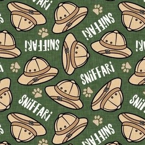Sniffari - safari hats & paw prints - green - LAD22