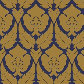 1999 - Medieval Fleur-de-Lis Damask - Gold on Dusk