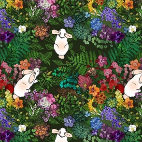 Rabbits in a Rainbow Garden 