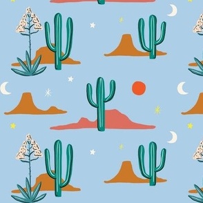 Cactus Landscape Blue