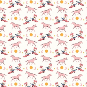 Horses with Cowboy boots, stars, and moons - ivory