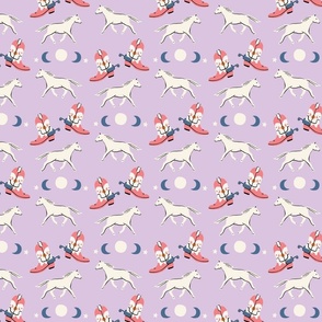Horses with Cowboy boots, stars, and moons - lavender
