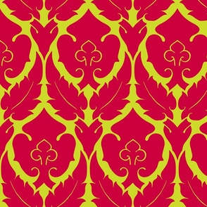 1997 - Medieval Fleur-de-Lis Damask - Crimson Chartreuse