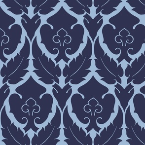 1998 - Medieval Fleur-de-Lis Damask - Dusk on Dreamy Blue