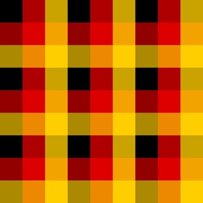 German Flag Colors Red, Gold and Black Large 2 Inch Gingham Check