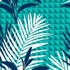 Palms on Teal - Largescale for Twin Duvet