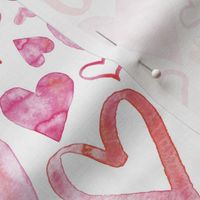 Watercolor Pink Hearts Pattern | Light Background