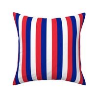 French Flag Colors Red, White and Blue 1 Inch Vertical Stripes