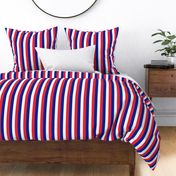 French Flag Colors Red, White and Blue 1 Inch Vertical Stripes