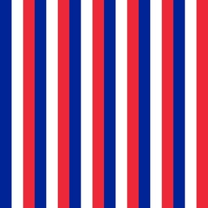 French Flag Colors Red, White and Blue 1 Inch Vertical Stripes