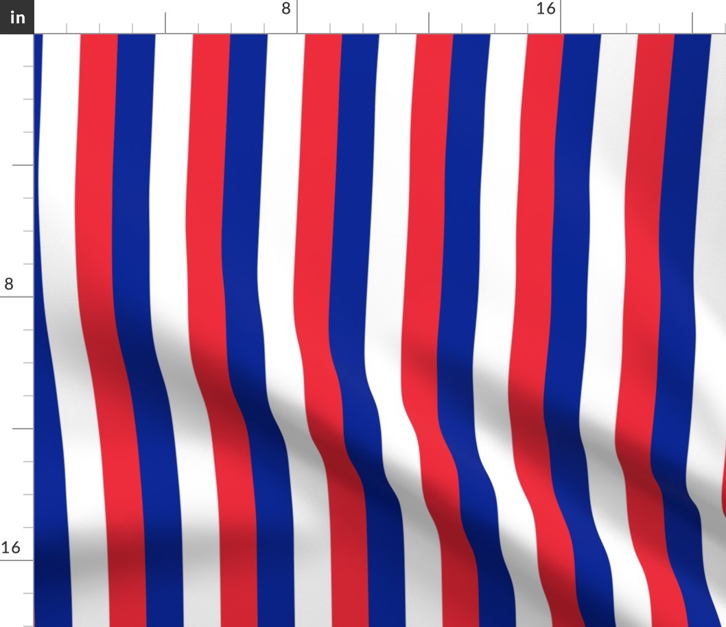 French Flag Colors Red, White and Blue 1 Inch Vertical Stripes