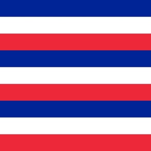 French Flag Colors Red, White and Blue Large 2 Inch Horizontal Stripes