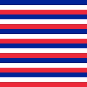 French Flag Colors Red, White and Blue 1 Inch Horizontal Stripes