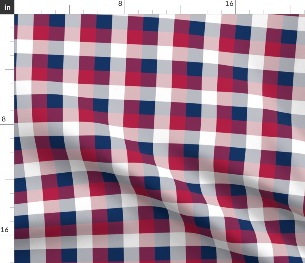 USA Red, White and Blue Large 1 Inch Gingham Check