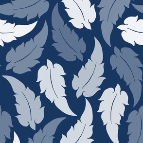 Feathery Leaves - Navy