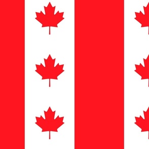 Canadian Flag Colors Red, White and Maple Leaves Jumbo 6 Inch Vertical Stripes