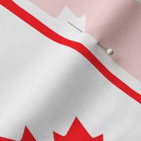 Canadian Flag Colors Red, White and Maple Leaves Jumbo 6 Inch Vertical Stripes