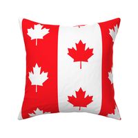 Canadian Flag Colors Red, White and Maple Leaves Jumbo 6 Inch Vertical Stripes