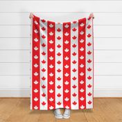 Canadian Flag Colors Red, White and Maple Leaves Jumbo 6 Inch Vertical Stripes