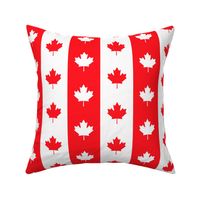 Canadian Flag Colors Red, White and Maple Leaves Large 3 Inch Vertical Stripes