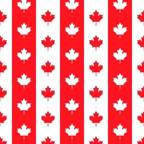 Canadian Flag Colors Red, White and Maple Leaves Large 3 Inch Vertical Stripes