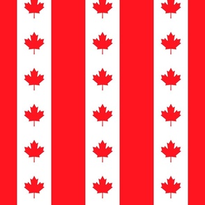 Canadian Flag Colors Red, White and Maple Leaves Large 3 Inch Vertical Stripes