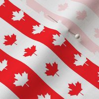Canadian Flag Colors Red, White and Maple Leaves 1 Inch Vertical Stripes