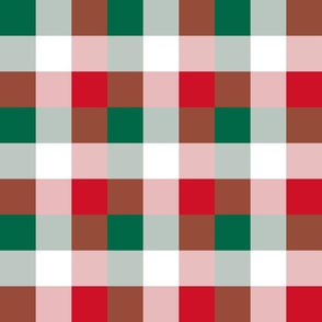 Mexican Flag Colors Red, White and Green Large 2 Inch Gingham Check