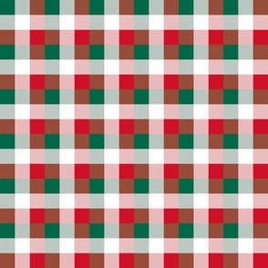 Mexican Flag Colors Red, White and Green 1  Inch Gingham Check