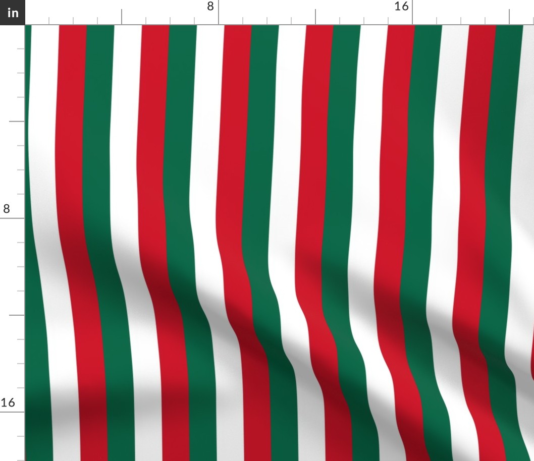 Mexican Flag Colors Red, White and Green 1  Inch Vertical Stripes