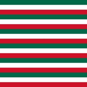 Mexican Flag Colors Red, White and Green 1 Inch Horizontal Stripes