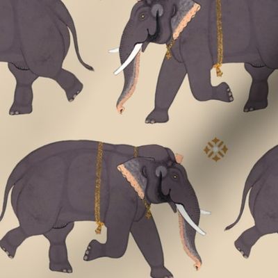 Elephants - Medium - Beige Cream White