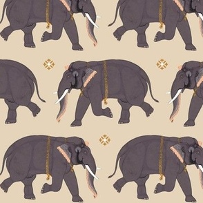 Elephants - Small - Beige Cream White