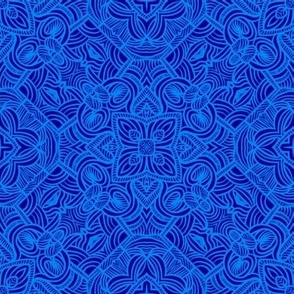 Monochrome African Wax Print - Bright Blue